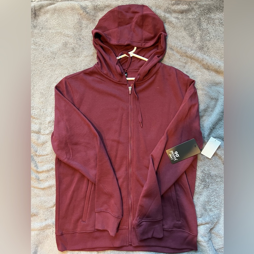 XL Fleece Zip Hoodie (90 Degree By Reflex) - Burgundy